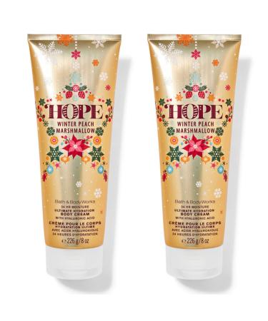 Bath and Body Works Gift Set of of 2 - 8 oz Body Cream - (Hope Winter Peach Marshmallow)