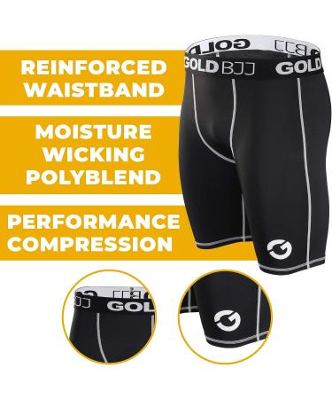 Gold BJJ Jiu Jitsu Compression Shorts - Black Medium | Base Layer for Gi & No-Gi Grappling | Martial Arts - Buy Online on GoSupps.com
