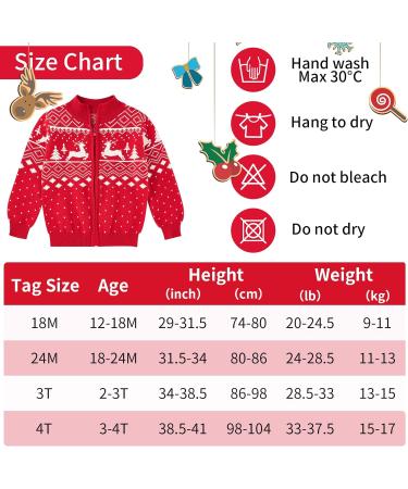 Christmas Reindeer Toddler Boys Sweater Cardigan | Xmas Winter Knit Top 18-24 Months Red - Buy Online on GoSupps.com