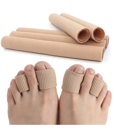 Cuttable Toe Tubes Sleeves 5 Pack Made of Elastic Fabric Lined with Silicone Gel Blister Buffer Sleeve Toe Protector for Bunion Hammer Toe Callus Corn Blister Friction(0.8 x 6 Inch) One Size