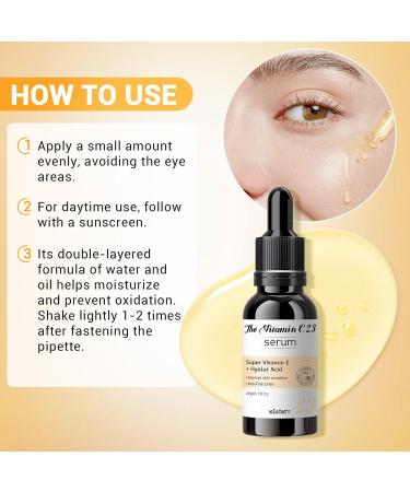 23% Vitamin C Serum - Vitamin E & Hyaluronic Acid Blend - Hydrating & Skin-Improving Formula Reduces Wrinkles/Fine Lines Evens Skin Tone - Gentle for All Skin Types Promotes Smooth Radiant Skin 0.7 Fl Oz (Pack of 1) - Buy Online on GoSupps.com