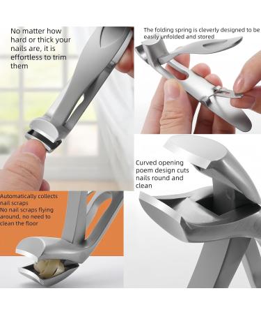 Clipmaster-Pro Sherums Clipmaster-Pro Sherums Nail Clipper for Seniors Large Angled Head Toenail Clippers with Wide Opening Ergonomic Angled Head Senior Toenail Clipper (Silver) - Buy Online on GoSupps.com