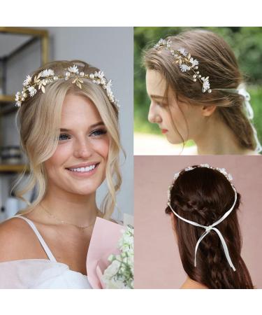 Wedding Flower Girl Headpiece Set | Bridal Hair Vines | Princess Hair Accessory | Rhinestone Pearl Headband for Women & Girls | Perfect for Communion, Wedding, Prom & Photography - Buy Online on GoSupps.com
