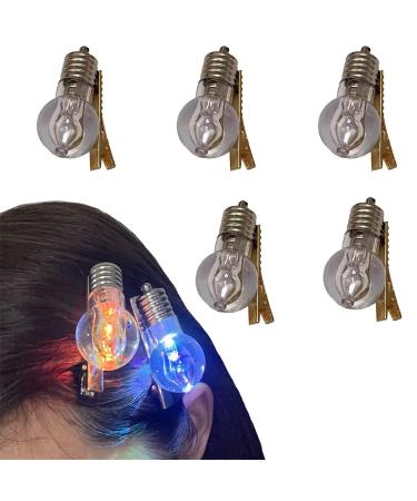 Ezrch 5Pcs Small Light Bulb Light Emitting Hairpin LED Light Hair Clip Flashing LED Light Up Toys Light Up Hair Accessories for Wedding Birthday Party Girls Women