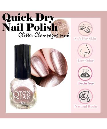 Pink Nail Polish Shimmer Champagne Pink Nail Varnish Long-lasting Quick Dry Nail Polish Low Odor Without UV Lamp Non-Toxic Formula Breathable For Woman Home DIY Nail Art Gift 04 - Buy Online on GoSupps.com