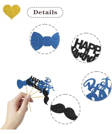 MonMon & Craft Birthday Dad Cupcake Toppers/Best Dad Ever Cupcake Toppers/Father's Day Party Cupcake Decorations - Happy Birthday Dad Cupcake Toppers Glitter 24 Pcs - Buy Online on GoSupps.com