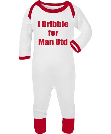 Dribble For Man Utd Baby Sleepsuit | 100% Fine Combed Cotton | 3-6 Months | White/Red Trim - Buy Online on GoSupps.com