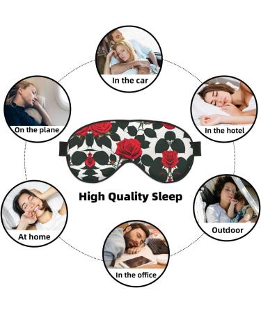 SSIMOO Rustic Red Rose Print Double-Sided Eye Mask | Soft Light Blocking Sleep Aid | Perfect for Travel & Home - Buy Online on GoSupps.com