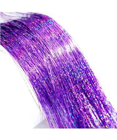 Holographic Purple Hair Tinsel Extensions - 250 Strands | Glitter Synthetic Tinsel for Women & Girls Hair Decoration - Buy Online on GoSupps.com
