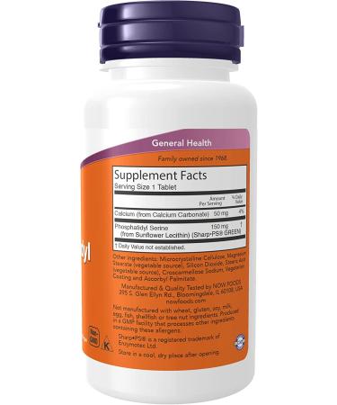 Now Foods Phosphatidyl Serine 150mg - Soy-Free - 60 Tablets | Improve Cognitive Function - Buy Online on GoSupps.com