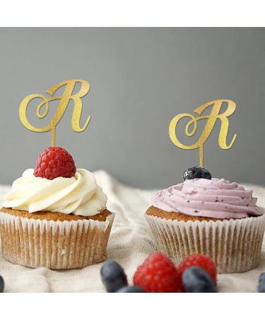 Initial R Cupcake Toppers Wedding Letter Monogram Name For Wedding Engagement Decorations Elegant Flower Wreath Personalized 26Letters Birthday Gifts 6PCS Style-4 - Buy Online on GoSupps.com