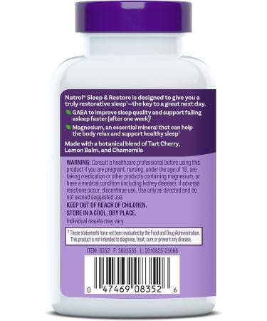 Natrol Sleep & Restore Capsules with Magnesium Glycinate 100mg GABA Essential for Your Ultimate Restorative Sleep Melatonin-Free 30 Day Supply Unflavored 60 Count (Pack of 1) - Buy Online on GoSupps.com