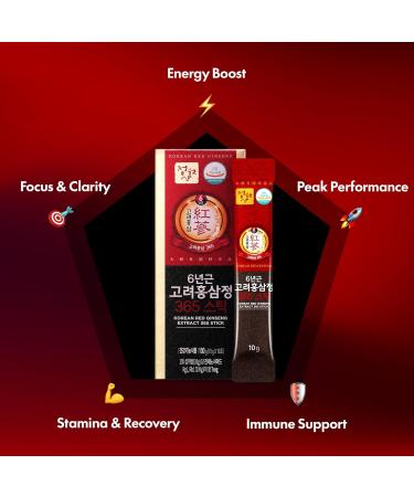 JUNGWONSAM 6-Year Korean Red Ginseng 365 | 100 Sticks | Vegan | 7mg Ginsenosides Per Stick | 100-Day Supply - Buy Online on GoSupps.com