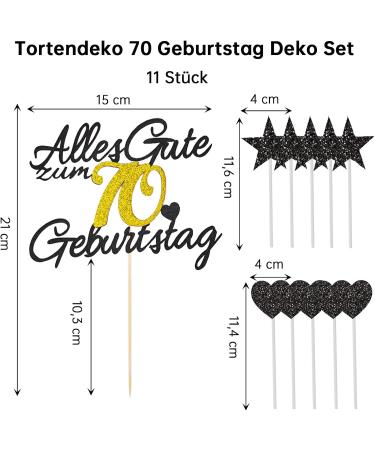 70th Birthday Cake Decorations - Gold Rock 11-Piece Set | Happy 70th Birthday Cake Topper for Men & Women - Buy Online on GoSupps.com