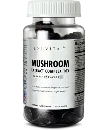 EXUVITAL Mushroom Extract Complex Gummy - Supports Immunity & Energy, Memory and Cognition, Vegan - 60 Count, - Buy Online on GoSupps.com