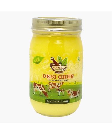 Desi Kitchen DESI GHEE (Clarified Butter) 16oz (1 Pint) By Rani Foods Inc (1 Pack) 16 Fl Oz (Pack of 1)
