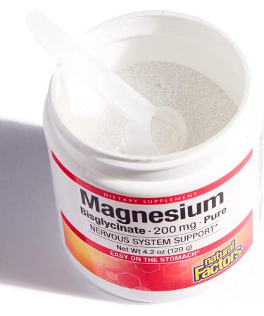 Natural Factors Magnesium Bisglycinate 200 mg - Pure 4.2 oz (120 g) for Optimal Relaxation & Support - Buy Online on GoSupps.com