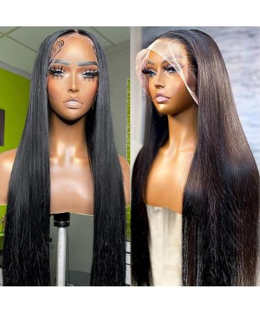 22 Inch Straight Human Hair Lace Front Wig | HD Transparent Lace Frontal Wig with Baby Hair | Pre Plucked & Glueless | Natural Color - Buy Online on GoSupps.com