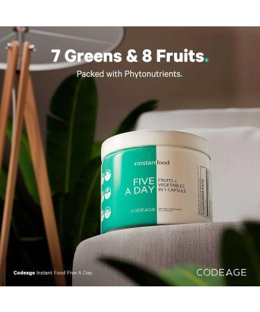 Codeage 5 Servings of Fruits & Veggies Equivalent in 1 Single Capsule - Whole Food Instantfood with 15 Greens & Fruits in All-in-One Pill Eat Vegetables - Vegan Vitamins Supplement - Non-GMO - 30 ct - Buy Online on GoSupps.com