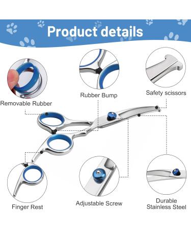 Curved Dog Grooming Scissors - Stainless Steel Pet Fur Scissors for Dogs & Cats - Safety Round Tip - Buy Online on GoSupps.com