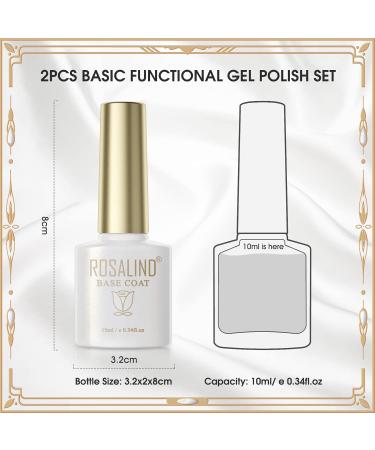 ROSALIND Base Coat Top Coat UV Gel Nail Polish Shellac Primer Top Coat & Base Coat for Nails Set of 2 10 ml Nail Art Manicure Set - Buy Online on GoSupps.com