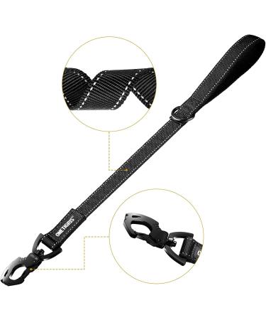 Oneigris Bolt Short Guide Dog Leash 52cm | Reflective Nylon Tiger Tooth Clip Soft Upholstery | Ideal for Medium & Large Dogs - Black - Buy Online on GoSupps.com