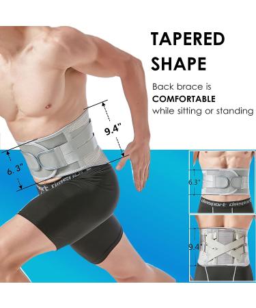 Funcy X-Large Gray Back Brace for Men & Women - Lower Back Pain Relief, Breathable Support Belt for Heavy Lifting, Anti-Skid Lumbar Support for Herniated Disc, Sciatica, Scoliosis - Buy Online on GoSupps.com