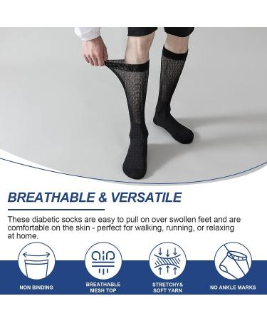 Diabetic Bamboo Socks 4 Pairs for Men & Women - Loose Fit Non-Binding Top - Improves Circulation - Medium Black - Buy Online on GoSupps.com