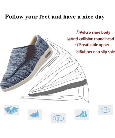 MAQUEL Women's Wide Width Adjustable Strap Walking Sneakers - Navy 6 | Support for Swollen Feet, Arthritis & Edema - Buy Online on GoSupps.com