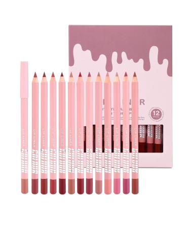 Red Lip Pencil - 12 Colors Long-Lasting Matte Natural Makeup | Makeup Lip Pencil - For Home Travel Day Night Party Wedding Winter Autumn Spring Office School