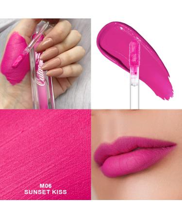 Oulac Matte Liquid Pink Lipstick - Long Lasting, Waterproof Lip Stain - Vegan & Cruelty-Free Formula with Rose Oil - Sunset Kiss (M06) - Buy Online on GoSupps.com
