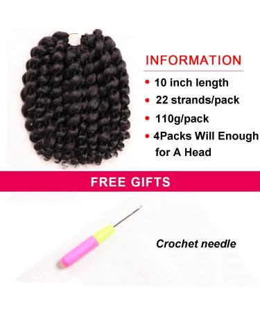 10 Inch Jamaican Bounce Curly Crochet Hair 4 Packs - #1B - Buy Online on GoSupps.com