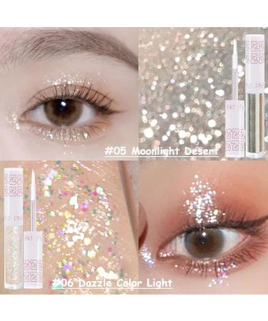 6Pcs Korean Liquid Glitter Eyeshadow and Eyeliner Set - Long Lasting Metallic Shimmer Makeup Kit with Quick Drying Formula and Pigmented Loose Glitter Glue for Crystal Eye Makeup - Buy Online on GoSupps.com