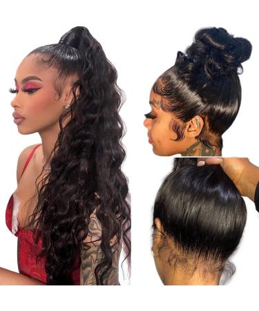 Alionly Full 360 Lace Front Wigs Human Hair Pre Plucked Loose Deep Wave HD Lace Front Wigs Human Hair 18inch 180% Density Glueless Wigs for Black Women Human Hair Can make Ponytail and Updo 18 Inch 360 Lace Front Wigs