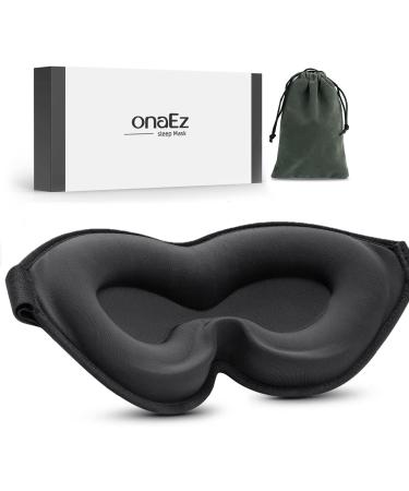 onaEz Sleep Mask Super Soft Comfort Milk Ice Silk Sleep Masks 3D Contoured Cup Blindfold Eye Mask Concave Molded Light Blocking Eye Cover for Travel Yoga Nap All Night Sleeping Black