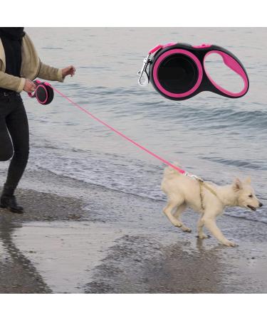 Dogs Retractable Leash 5m/16FT Heavy Duty Strong Nylon Lead for Medium Pets - Anti-Slip, No-Tangle Tape, Pink - Buy Online on GoSupps.com