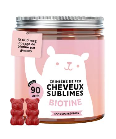 Crini re de Feu Cheveux Sublimes - Gummies Biotine Formule Renforc e 10 000 g de Biotine Zinc Vitamines B6 C E et Iode 90 pi ces (3 Mois) V gan Sans Sucre Bears with Benefits 90 gummies - 3 mois