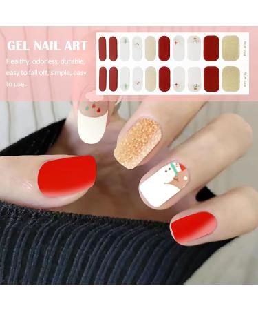 U-Shinein UV Gel Strips Semi-Cured Nail Wraps Self-Adhesive Gel Nail Strips Christmas Gel Nail Stickers Festival Manicure Nail Art Nail Decoration Long Lasting Nail Design Wraps 01 - Buy Online on GoSupps.com