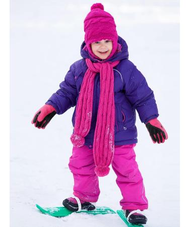 Kids Winter Waterproof Ski Gloves 2 Pairs for Cold Weather - Purple Red - 3-6 Years - Buy Online on GoSupps.com