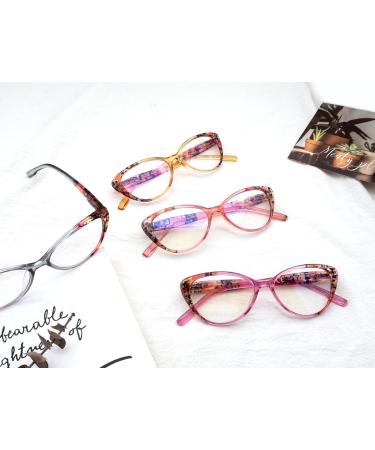 HEEYYOK 4-Pack Cat Eye Fashion Readers for Women - Flower Pattern Spring Hinges 2.5 Diopters - Stylish and Comfortable Eyewear - Buy Online on GoSupps.com
