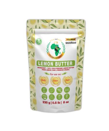 Authentic Raw Lemon Butter | Butter | For DIY Face Body Hands | Unrefined | 100% Pure| Organic from Africa | Resealable Bag | 0.5 LB (230g)