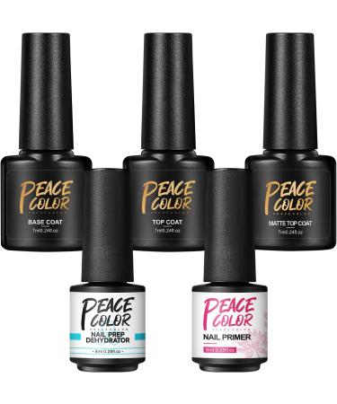 PEACECOLOR 7ML Base and Top Coat Matte Top Coat 8ML Nail Prep Dehydrator and Primer Kit Shine Glossy Finish Long Lasting for DIY Nail Art Design at Home Beauty Gifts color 201 - Buy Online on GoSupps.com
