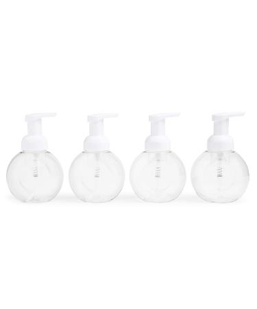 MHO Containers | Clear Foaming Soap Dispenser with White Pump Locking Mechanism BPA/Paraben Free PET Plastic 250mL/8.5fl oz - Set of 4