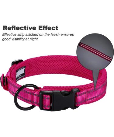 PETTOM Adjustable Nylon Dog Collar - Breathable Reflective XL Pink Collar for Dogs - Buy Online on GoSupps.com