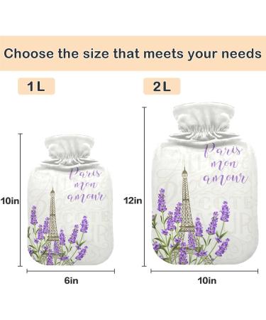 NAANLE Eiffel Tower Hot Water Bottle - Lavender Cover for Pain Relief & Warmth | 1L Transparent Heat Bottle - Buy Online on GoSupps.com