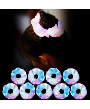 9 Pcs Light Up White Scrunchies | Halloween LED Hair Tie with 3 Light Modes | Glow in the Dark Hair Accessories for Girls | Neon Rave Party Supplies - Buy Online on GoSupps.com