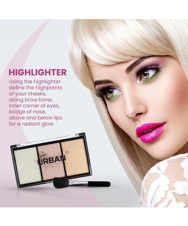 Love Urban Beauty Highlighter Palette - 3 Color Makeup Set for Women | Contouring & Highlighting Bronzer with Brush - Buy Online on GoSupps.com