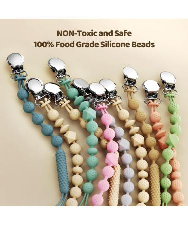 Silicone Pacifier Clip with Teether Stick 2-Pack for Babies - Avocado/Buttercream - Buy Online on GoSupps.com
