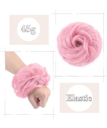 Thick Curly Hair Bun Extension Scrunchie - Light Pink Updo Hairpiece for Women & Girls - 45g - Buy Online on GoSupps.com