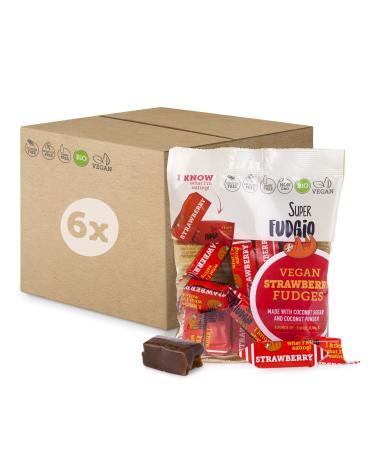 Super fudgio organic candies - strawberry - vegan and gluten -free - organic caramel candies without palm oil - with organic coconut milk and coconut sugar |6x150g multipack |Strawberry strawberry 1 piece (6 Pack)